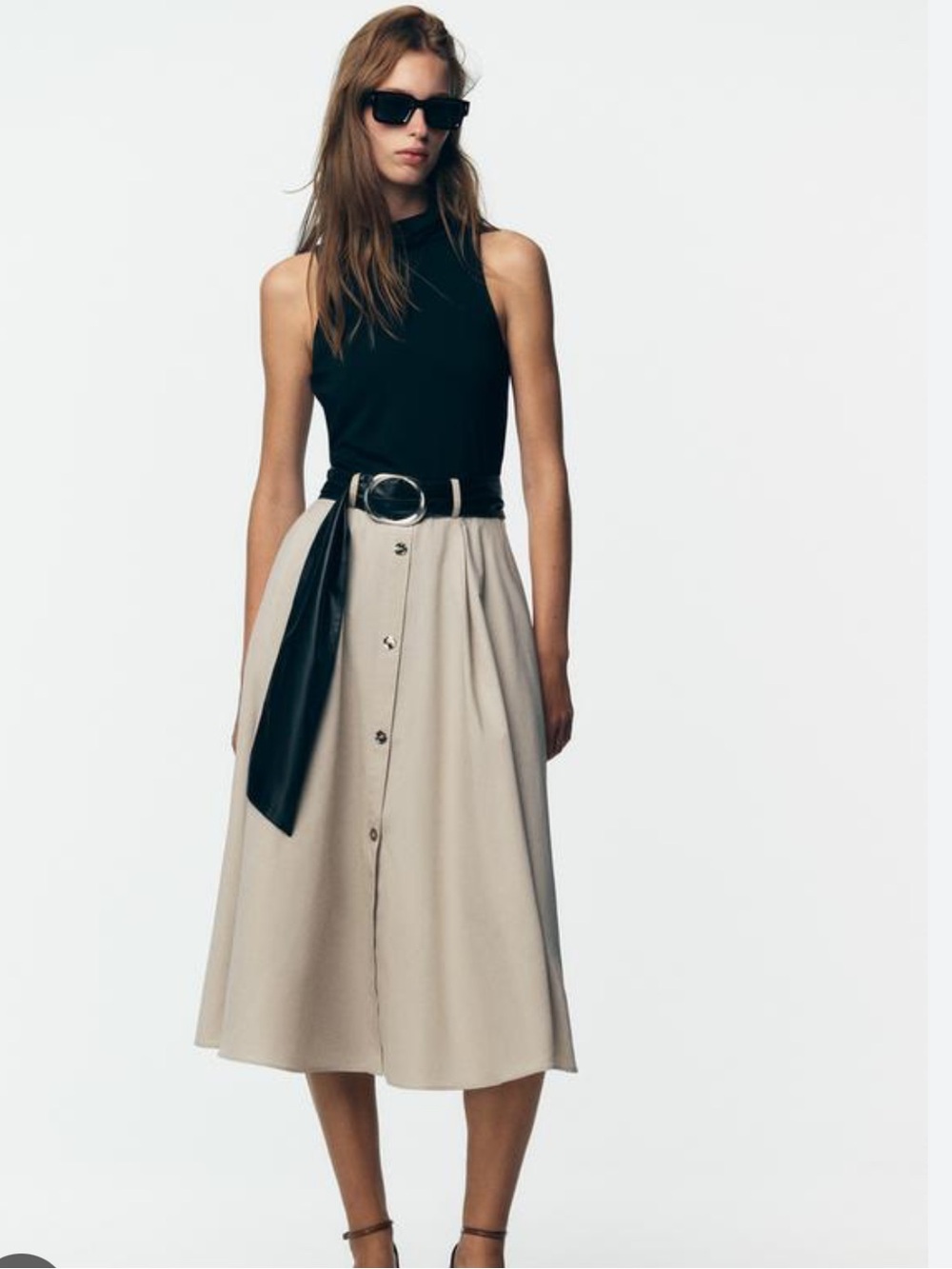 Zara NWT combination belted sleeveless dress 0387/156